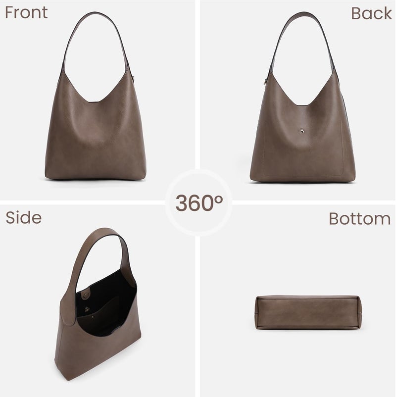 HICARRY Faux Suede Hobo Bags Vegan Leather Shoulder Bag Tote for Women Medium Slouchy Designer Handbags Purses Fall Fashion - Image 3